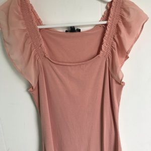 Express pink ruffled sleeves top